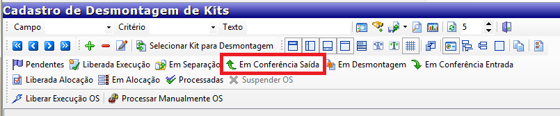 botão EM CONFERÊNCIA SAÍDA